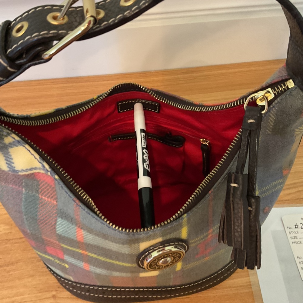 Dooney & Bourke Plaid Shoulder Bag with Leather Trim #2117 - Picture 6 of 6
